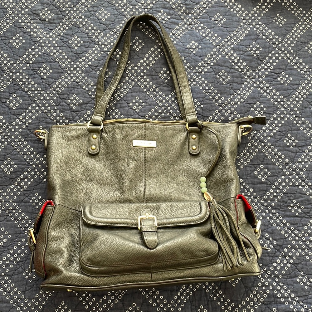 Lily Jade Meggan Black Leather Diaper Bag